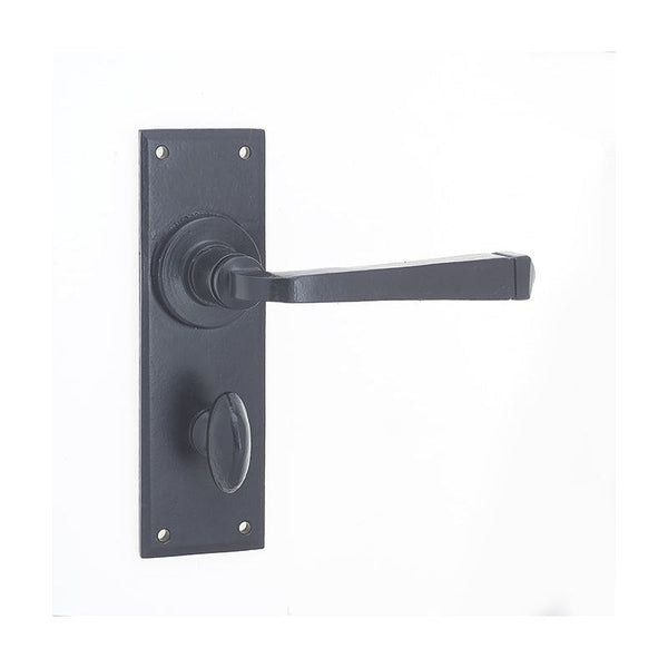 Valley Forge - Valley Forge Door Handle on Bathroom Plate - Black - VFB100B - Choice Handles