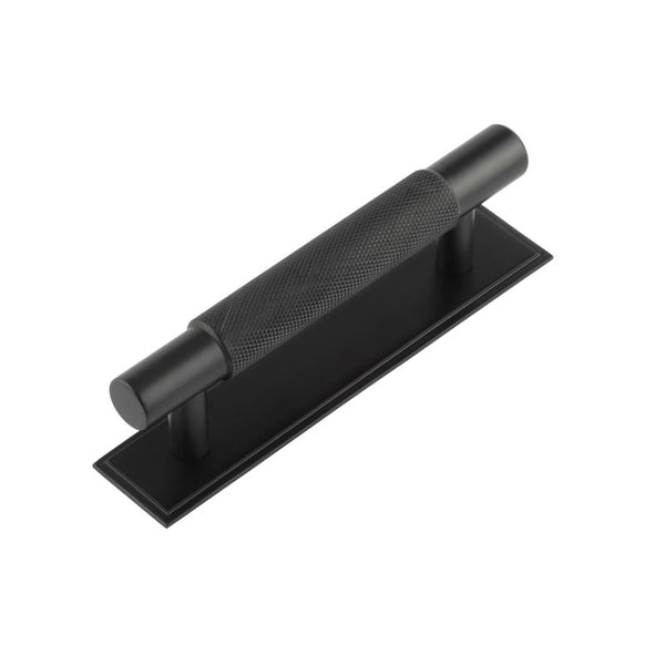 Hoxton - Taplow Cabinet Handles 96mm Ctrs Stepped Backplate - Matt Black - HOX-2050MB-6050MB - Choice Handles