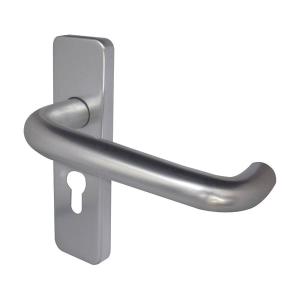 Jedo - 19mm Round Bar Door Handle on Euro Profile Lockplate  - Satin Anodised Aluminium - J4675B - Choice Handles
