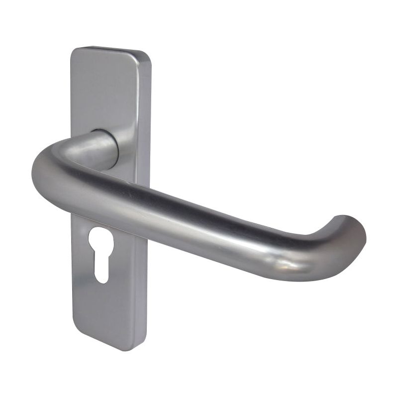 Jedo - 19mm Round Bar Door Handle on Euro Profile Lockplate  - Satin Anodised Aluminium - J4675B - Choice Handles
