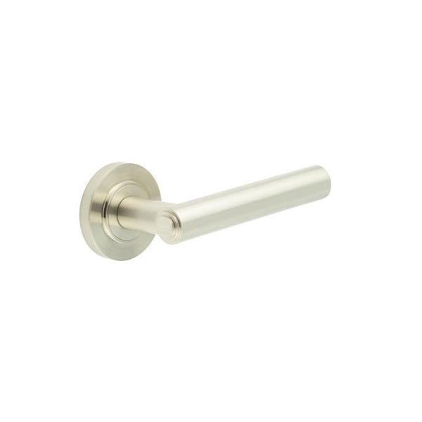 Burlington - Richmond Door Handles On Plain Rose  - Satin Nickel - BUR45KIT313 - Choice Handles