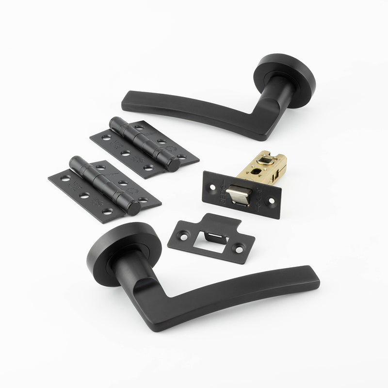 Frelan - Nero Door Pack including Handles, Hinges and Latch - Matt Black - JMB700PK - Choice Handles
