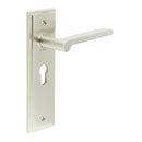 Burlington - Fitzrovia Door Handle On Din Euro Backplate - Satin Nickel - BUR15KIT323 - Choice Handles