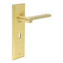 Burlington - Fitzrovia Door Handle On Lock Backplate - Satin Brass - BUR15KIT243 - Choice Handles