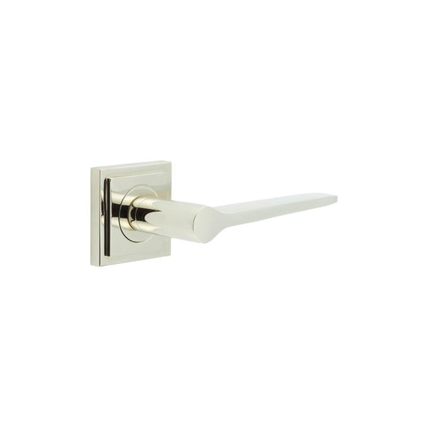 Burlington - Knightsbridge Door Handle on Square Stepped Rose  - Polished Nickel - BUR20KIT163 - Choice Handles