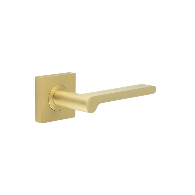 Burlington - Fitzrovia Door Handles Square On Plain Rose  - Satin Brass - BUR15KIT240 - Choice Handles