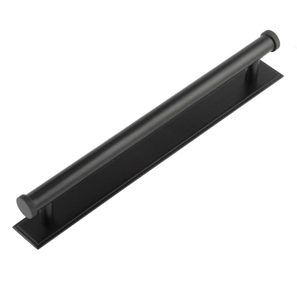 Hoxton Thaxted Cabinet Handles 224mm Ctrs Stepped Backplate   - Matt Black - HOX-260MB-6060MB - Choice Handles