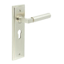 Burlington - Westminster Door Handle On Euro Backplate - Satin Nickel - BUR30KIT323 - Choice Handles