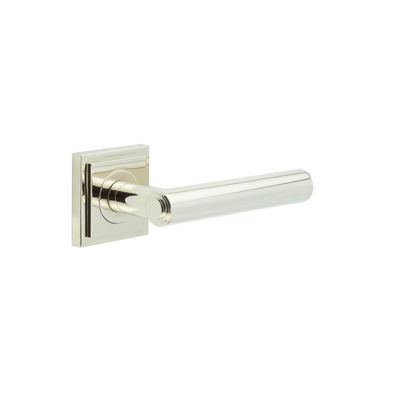 Burlington - Richmond Door Handles On Square Stepped  - Polished Nickel - BUR45KIT163 - Choice Handles