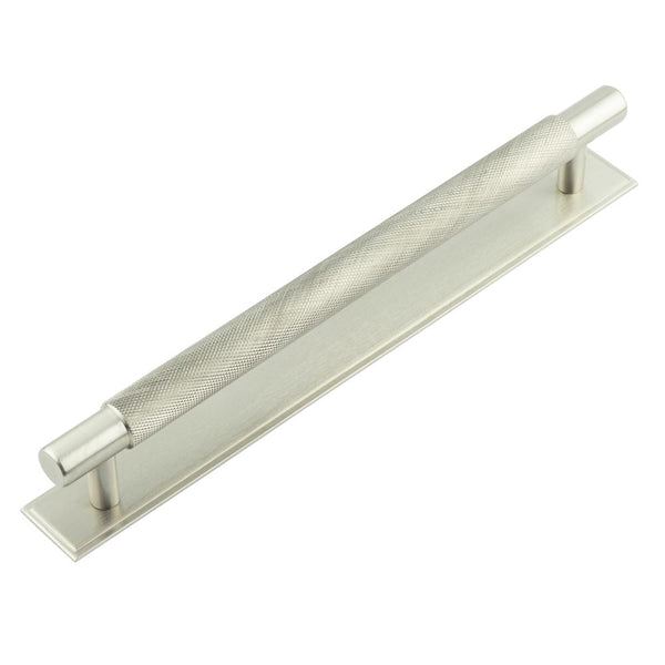Hoxton - Taplow Cabinet Handles 224mm Ctrs Stepped Backplate - Satin Nickel - HOX-2060SN-6060SN - Choice Handles