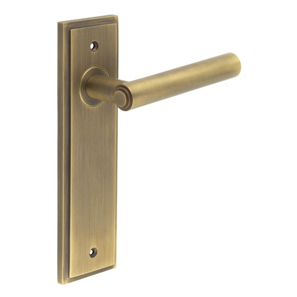 Burlington - Richmond Door Handle On Latch Backplate - Antique Brass - BUR45KIT8 - Choice Handles