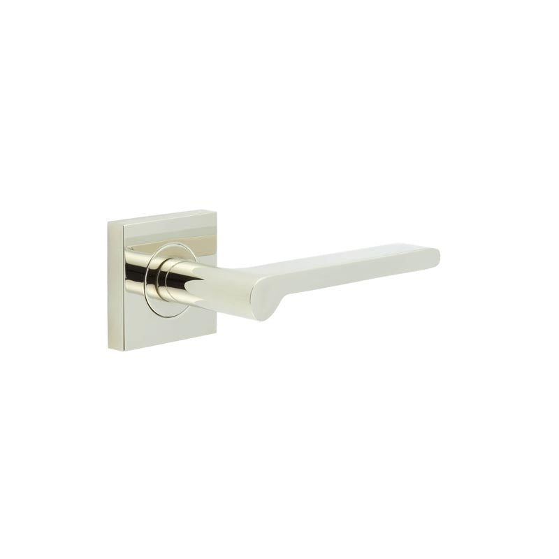 Burlington - Fitzrovia Door Handles Square On Plain Rose  - Polished Nickel - BUR15KIT162 - Choice Handles