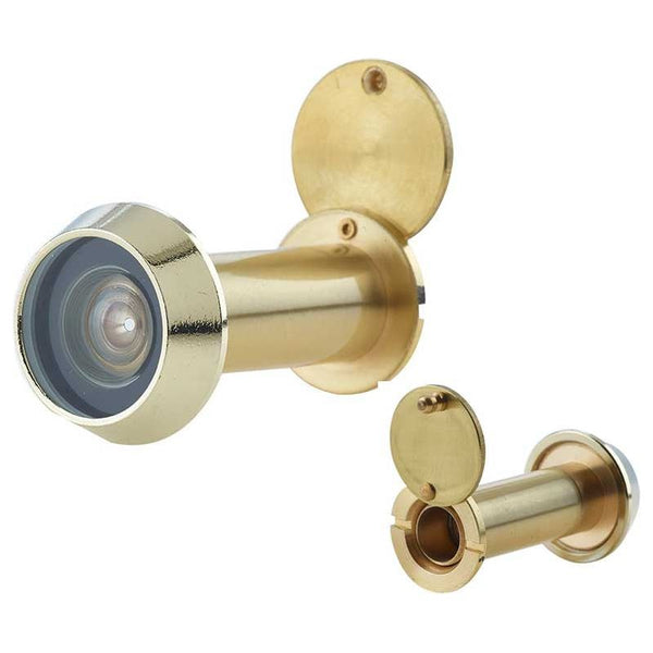 Jedo - 182 Degree Door Viewers to Fit 35-55mm Doors FD30/60 C/W Intumescent - Polished Brass - JV944PB - Choice Handles