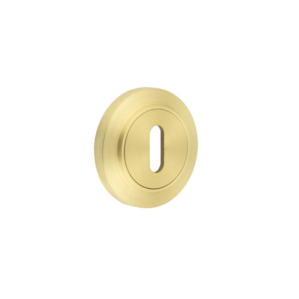 Burlington - Standard Keyway Escutcheons Chamfered Rose - Satin Brass - BUR-60SB-72SB - Choice Handles