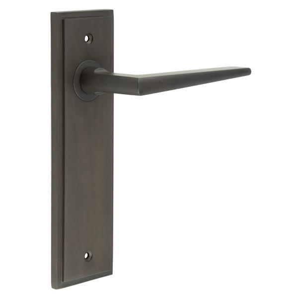 Burlington - Mayfair Door Handle On Latch Backplate - Dark Bronze - BUR10KIT86 - Choice Handles