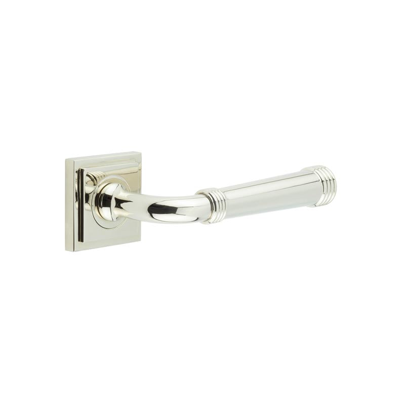 Burlington - Highgate Door Handles On Square Stepped  - Polished Nickel - BUR35KIT163 - Choice Handles