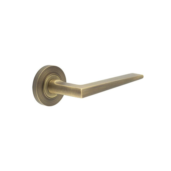 Burlington - Mayfair Door Handle on Plain Rose  - Antique Brass - Burlington - Mayfair Door Handle on Chamfered Rose  - Polished Nickel - BUR10KIT158 - Choice Handles