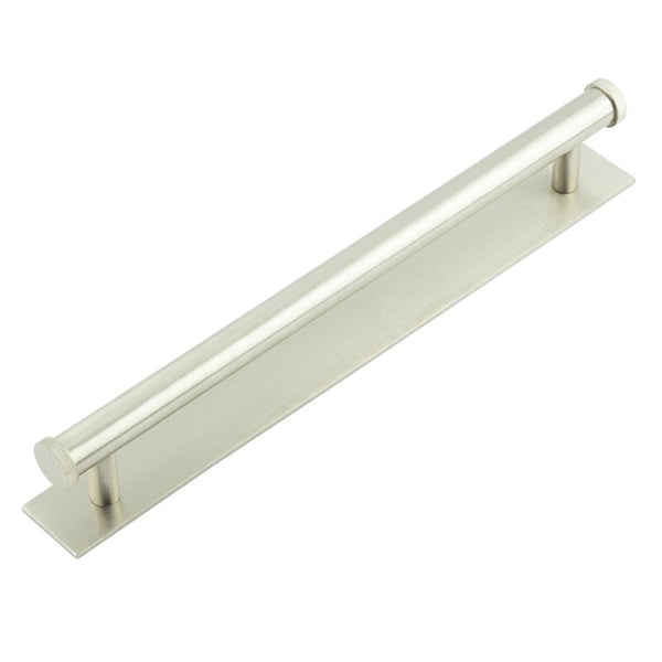 Hoxton Thaxted Cabinet Handles 224mm Ctrs Plain Backplate   - Satin Nickel - HOX-260SN-5060SN - Choice Handles