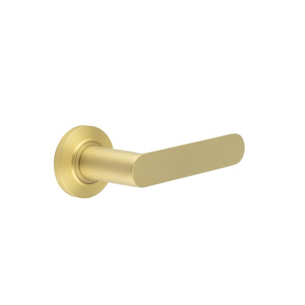 Burlington - Kensington Door Handles On Chamfered Rose  - Satin Brass - BUR25KIT236 - Choice Handles