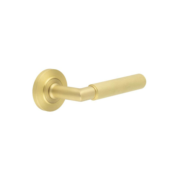 Burlington - Piccadilly Door Handle on Chamfered Rose  - Satin Brass - BUR40KIT236 - Choice Handles