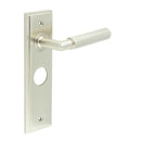 Burlington - Piccadilly Door Handle On Bathroom Backplate - Satin Nickel - BUR40KIT322 - Choice Handles