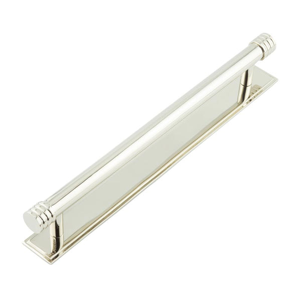 Hoxton Sturt Cabinet Handles 224mm Ctrs Stepped Backplate  - Polished Nickel - HOX-460PN-6060PN - Choice Handles