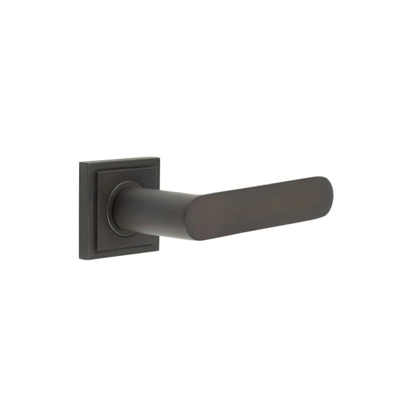 Burlington - Kensington Door Handles On Square Stepped Rose  - Dark Bronze - BUR25KIT85 - Choice Handles