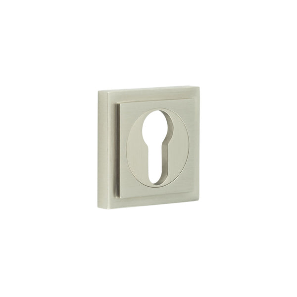 Burlington - Euro Profile Escutcheons Square Stepped Rose - Satin Nickel - BUR-61SN-173SN - Choice Handles