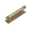 Hoxton Sturt Cabinet Handles 96mm Ctrs Plain Backplate   - Antique Brass - HOX-450AB-5050AB - Choice Handles
