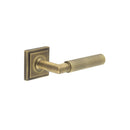Burlington - Piccadilly Door Handle on Stepped Square Rose  - Antique Brass - BUR40KIT7 - Choice Handles