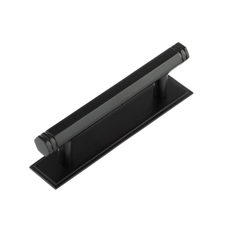 Hoxton - Nile Cabinet Handles 96mm Ctrs Stepped Backplate - Matt Black - HOX-350MB-6050MB - Choice Handles