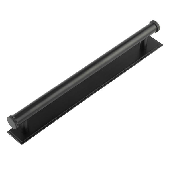 Hoxton Wenlock Cabinet Handles 224mm Ctrs Stepped Backplate - Matt Black - HOX-160MB-6060MB - Choice Handles