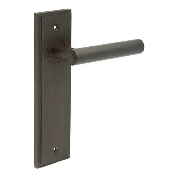 Burlington - Richmond Door Handle On Latch Backplate - Dark Bronze - BUR45KIT86 - Choice Handles