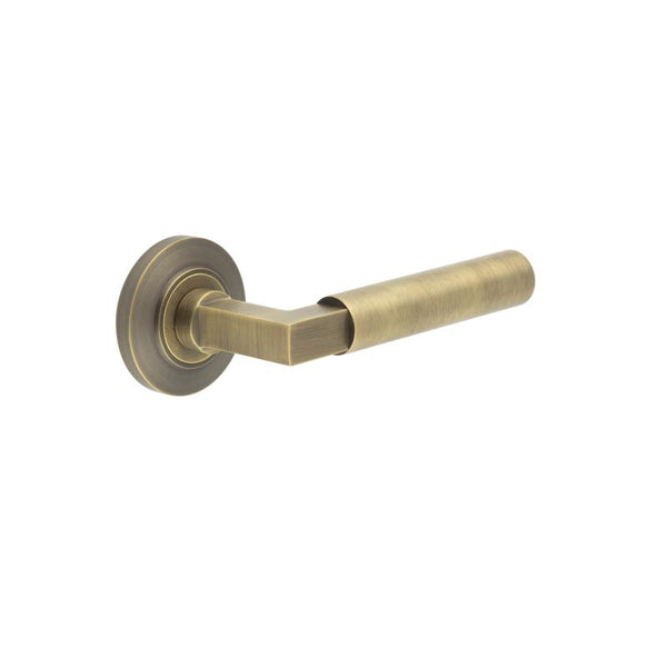 Burlington - Westminster Door Handle on Chamfered Rose  - Antique Brass - BUR30KIT2 - Choice Handles