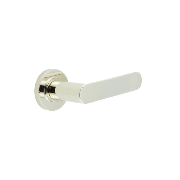 Burlington - Kensington Door Handles On Plain Rose  - Polished Nickel - BUR25KIT157 - Choice Handles