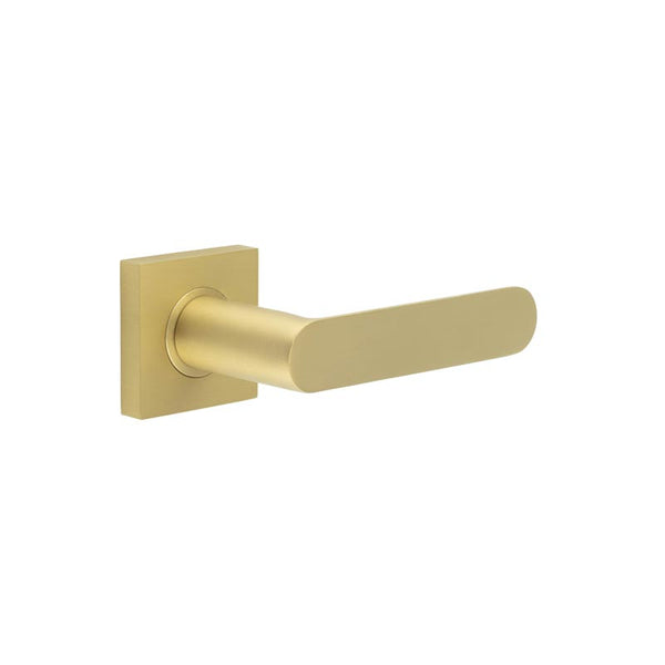 Burlington - Kensington Door Handles On Square Plain Rose  - Satin Brass - BUR25KIT240 - Choice Handles