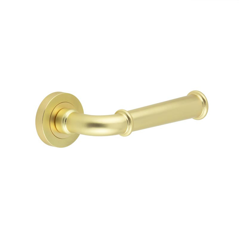 Jedo - Classic Lever On Rose Door Handle - Satin Brass - JV847SB - Choice Handles