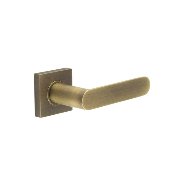 Burlington - Kensington Door Handles On Square Plain Rose  - Antique Brass - BUR25KIT6 - Choice Handles