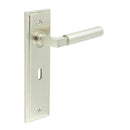 Burlington - Westminster Door Handle On Lock Backplate - Satin Nickel - BUR30KIT321 - Choice Handles