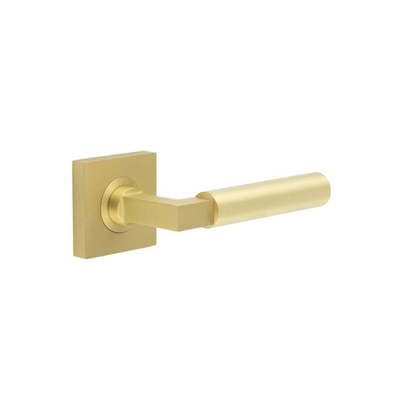 Burlington - Westminster Door Handles On Square Plain Rose - Satin Brass - BUR30KIT240 - Choice Handles