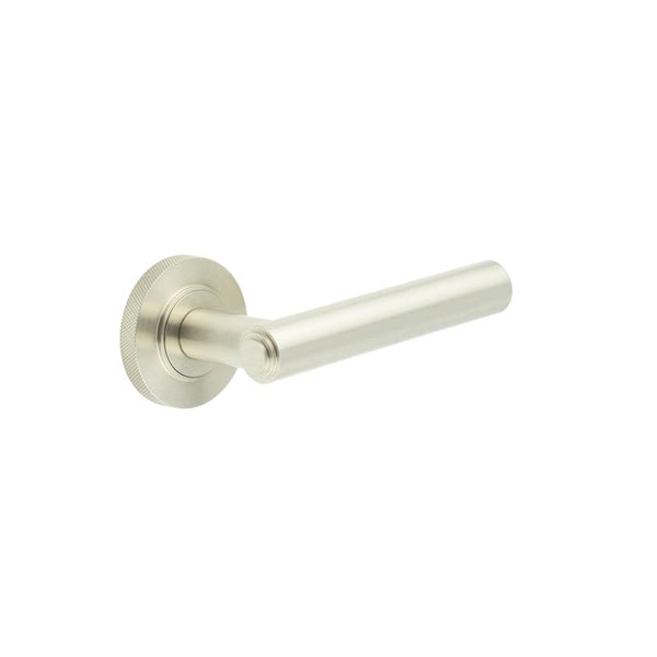 Burlington - Richmond Door Handles On Knurled Rose  - Satin Nickel - BUR45KIT317 - Choice Handles