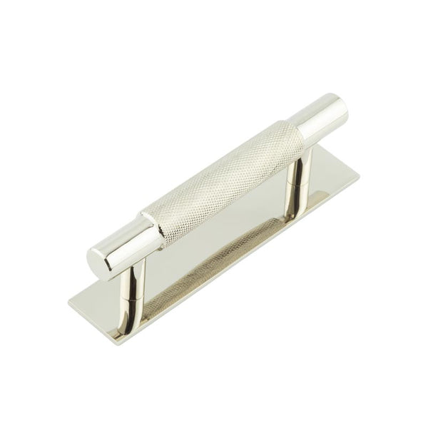 Hoxton - Taplow Cabinet Handles 96mm Ctrs Plain Backplate - Polished Nickel - HOX-2050PN-5050PN - Choice Handles