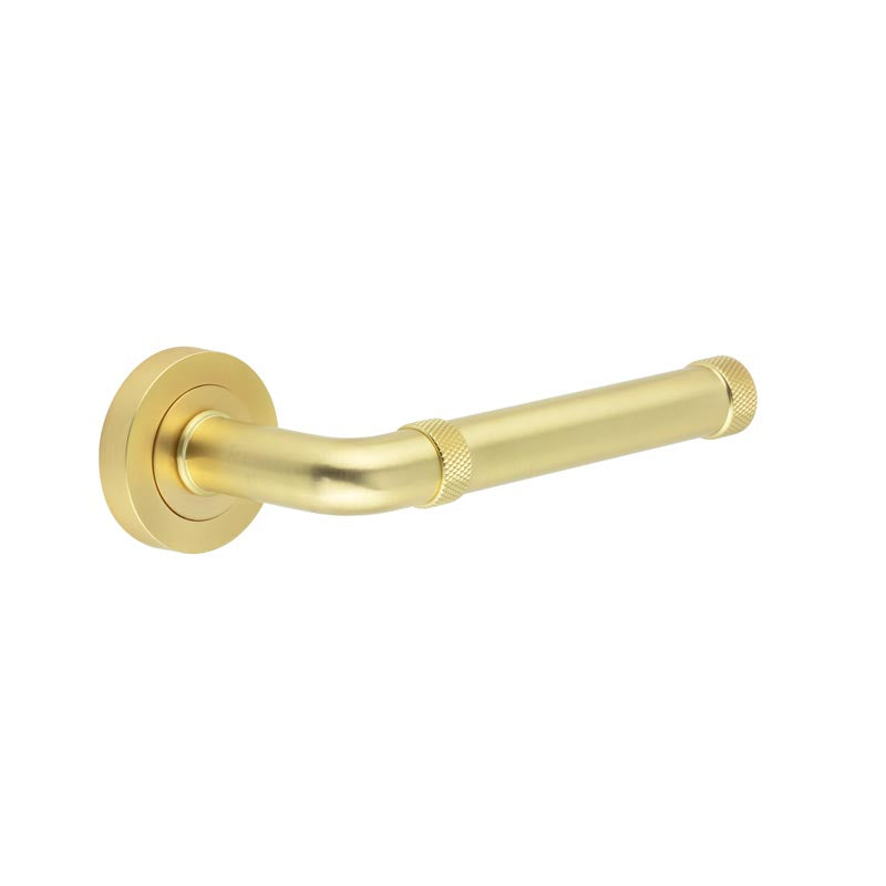 Jedo - Midtown Lever On Rose Door Handle - Satin Brass - JV853SB - Choice Handles