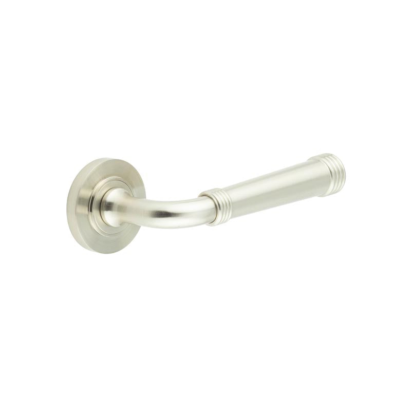 Burlington - Highgate Door Handles On Plain Rose  - Satin Nickel - BUR35KIT313 - Choice Handles