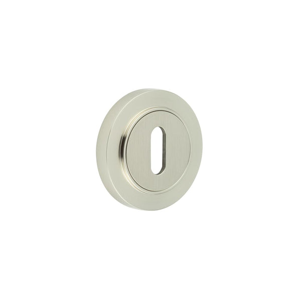 Burlington - Standard Keyway Escutcheons Plain Rose - Satin Nickel - BUR-60SN-71SN - Choice Handles