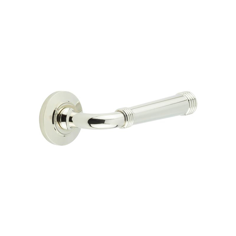 Burlington - Highgate Door Handles On Chamfered Rose  - Polished Nickel - BUR35KIT158 - Choice Handles