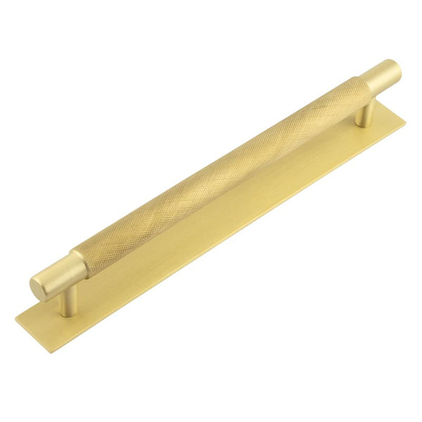 Hoxton - Taplow Cabinet Handles 224mm Ctrs Plain Backplate - Satin Brass - HOX-2060SB-5060SB - Choice Handles