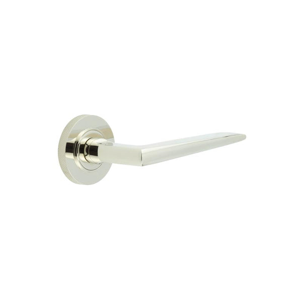 Burlington - Mayfair Door Handle on Knurled Rose  - Polished Nickel - BUR10KIT161 - Choice Handles
