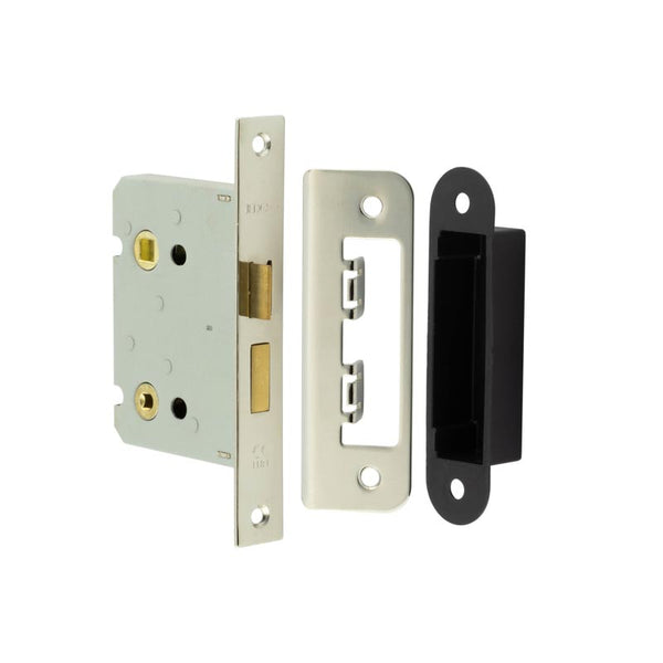 Frelan - Jedo Kontrax Bathroom locks with Square Forend & Radiused Strike Plate 76mm - Nickel Plated - JL460NP - Choice Handles