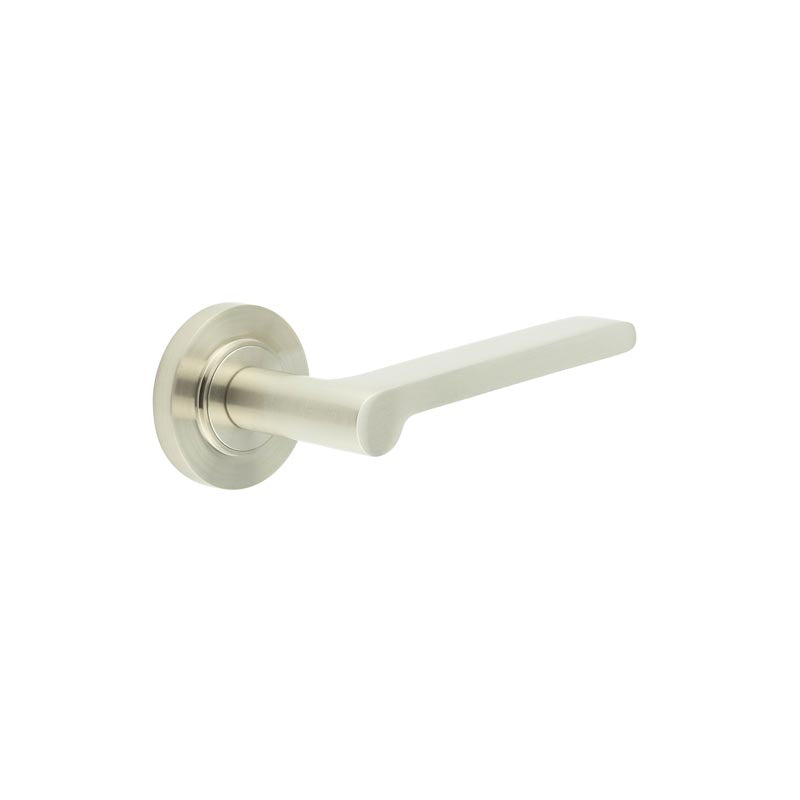 Burlington - Fitzrovia Door Handles On Plain Rose  - Satin Nickel - BUR15KIT313 - Choice Handles